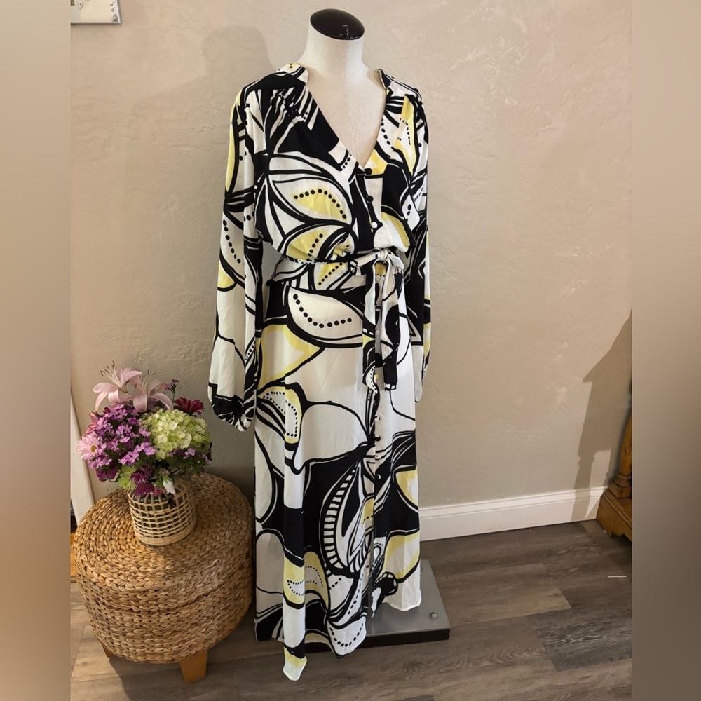 Premier Amour Plus Size Floral Print Long Sleeve Maxi Dress Sz 14W